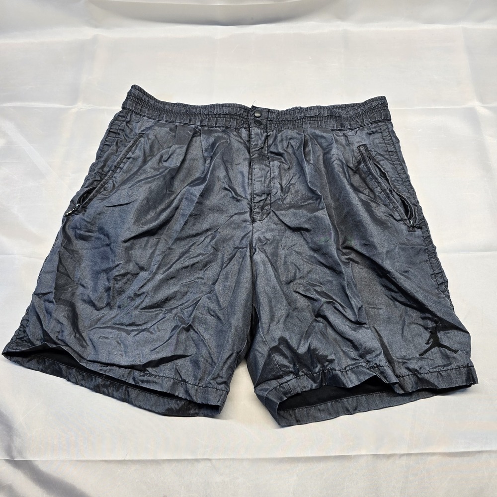 Nike Air Jordan Shorts Med (36x8) Vintage Metallic Shiny Gray‎ Late80s Early90s